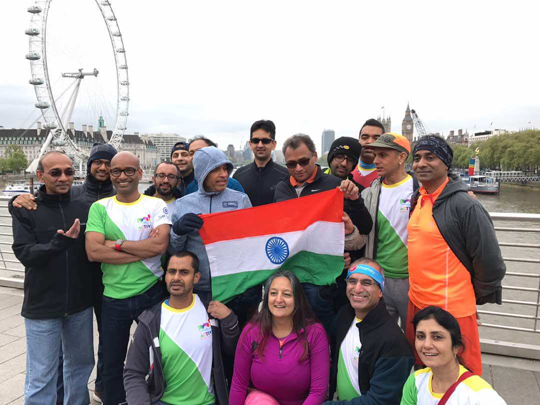 Gauri Jayaram with other runners from India at the London marathon