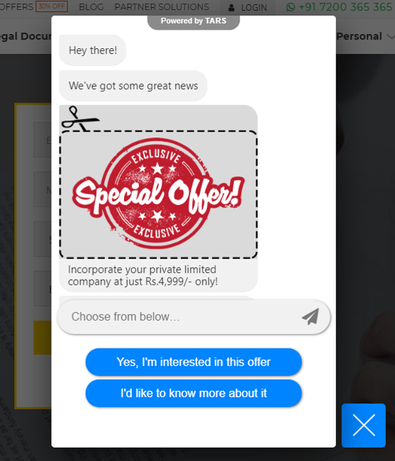 Registering Your Business on Vakil Search - Chat Window